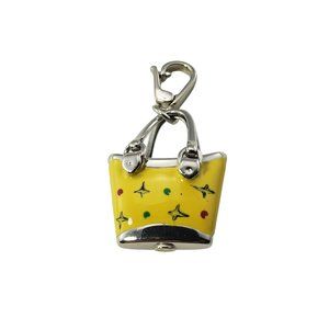 Vintage 18 Karat White Gold and Enamel Handbag Charm #11564